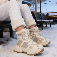 Bottes de neige mi-mollet en cuir de vachette avec doublure en fourrure respirante, chaudes et douces, semelle épaisse en caoutchouc véritable pour femme