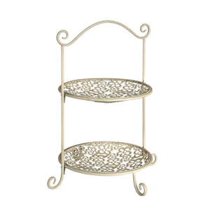 Panier à 2 niveaux en fer forgé avec fleurs, panier d'ustensiles de cuisine, panier de comptoir, panier de ferme - Product Image 1