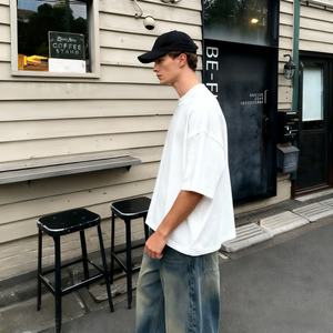 เสื้อยืดโอเวอร์ไซส์ TKAN609D รุ่นสั่งทำพิเศษสำหรับผู้ชาย ผ้าฝ้าย 100% ระบายอากาศได้ดี แขนสั้น คุณภาพสูง สไตล์สตรีทแวร์ ออกกำลังกาย วินเทจ ล้างสีแบบแอซิดวอช - Product Image 1