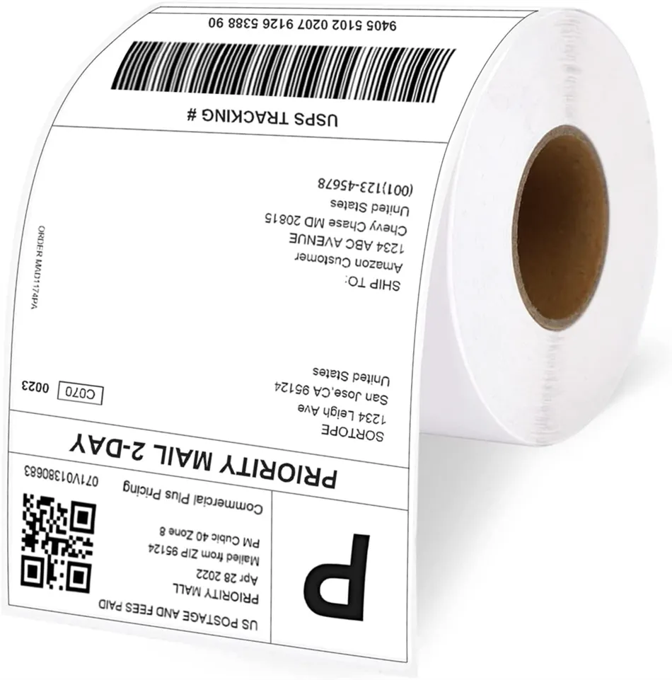 Benutzer definiertes Thermo-Barcode-Aufkleber etikett Zebra-Thermo etiketten 4x6 bedrucktes Etiketten papier