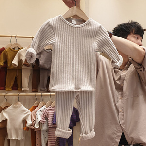 Ensemble de vêtements pour bébé, vêtements pour enfant, automne-hiver, coton côtelé uni, manches longues et pantalon, ensembles de vêtements pour bébé - Product Image 1