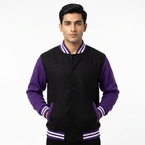 Veste universitaire pour homme avec broderie chenille personnalisée, style baseball, coupe oversize, lettrage surdimensionné, veste varsity pour homme - Product Image 1