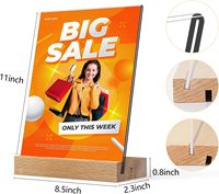 Support de signalisation en acrylique personnalisé, base en bois, forme en L/T, affichage vertical incliné, montage facile pour mariage, restaurant, magasin, bureau