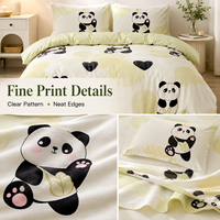 Vente en gros usine : Ensemble de housse de couette Cœur de Panda, 3 pièces, couleur personnalisée OEM ODM pour E-commerce, Hôtels et Domicile