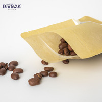 Emballage de café à fenêtre transparente à fermeture éclair thermoscellée écologique personnalisé sac en papier de riz pochette debout emballage en grains de café