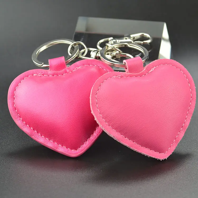 Wholesale Leather Loop Keychain Heart Circle Shape Custom Metal Fancy Key Ring Heart Shape Key Ring