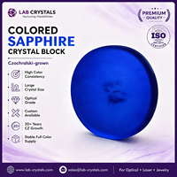 Bloc de cristal de saphir bleu royal cultivé en laboratoire, Corindon synthétique CZ par méthode Czochralski, pour fabricants de bijoux en gros