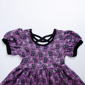 Abito Vintage con Motivo <span class=keywords><strong>Gatto</strong></span> Autunnale per Bambine, <span class=keywords><strong>Vestito</strong></span> Casual in Maglia a Maniche Corte Personalizzato per Bambine - Product Image 3