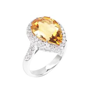 Bague en grenat et citrine, argent sterling 925, bague en cristal de citrine, forme ronde, bague de mariage en citrine - Product Image 4