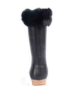 <span class=keywords><strong>Bottes</strong></span> de pluie d'hiver en <span class=keywords><strong>caoutchouc</strong></span> noir à semelle antidérapante pour dames - Product Image 4
