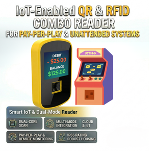 Lettore combinato QR Code e RFID con IoT per sistemi di pagamento <span class=keywords><strong>a</strong></span> pagamento su macchine <span class=keywords><strong>a</strong></span> gru, carrelli distributori e attrazioni acquatiche - Product Image 1