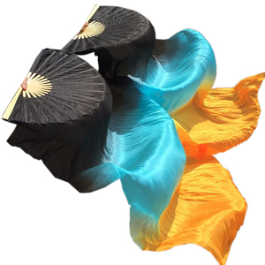 Abanicos de Seda de Bambú Largos Plegables Teñidos a Mano con Velo, Elegantes Accesorios de <span class=keywords><strong>Danza</strong></span> para <span class=keywords><strong>Clases</strong></span> y Ejercicios de <span class=keywords><strong>Danza</strong></span> <span class=keywords><strong>del</strong></span> <span class=keywords><strong>Vientre</strong></span> - Product Image 1