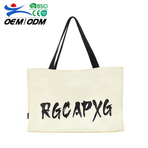 Sac fourre-tout en toile de taille moyenne personnalisable, sangle réglable, lettres imprimées, poignée en coton, réutilisable, respectueux de l'environnement, pour un usage quotidien - Product Image 1