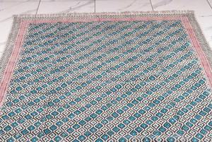 Indian Boho Kilim Style Cotton Dhurrie Rug Hand <b>Block</b> Printed Handmade Carpet Floor Rug Home Decor - Product Image 2