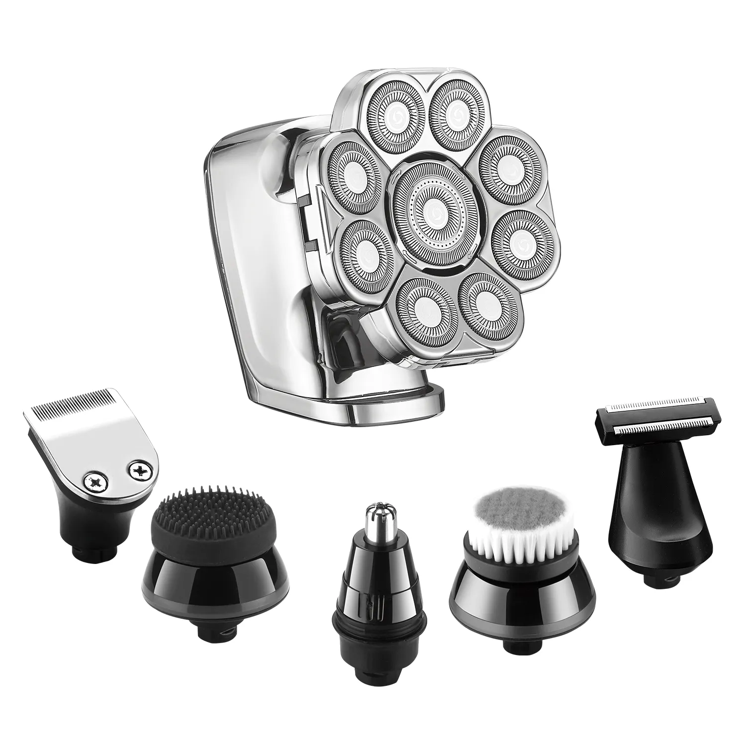 9d Bald Men Rechargeable usb Rotary Shaver Ipx6 Waterproof Wet Dry Grooming Kit 9 In 1 Head Shavers For Men