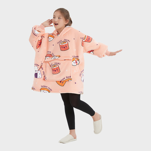 Fábrica promocional invierno cálido Sherpa polar diseños personalizados cómodo de gran tamaño usable con capucha manta para niños - Product Image 1