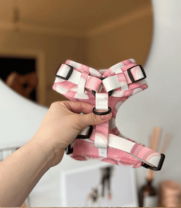 No Pull pink Line Plaid <strong>French</strong> All Size <strong>Bulldog</strong> Teddy Dog <strong>Harness</strong> Neoprene Custom Cute Print Dog <strong>Harness</strong> and Lead Set for Puppy - Product Image 5