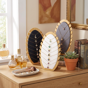 Cross-border Hot Selling Walnut Color Creative Wood Necklace Display <b>Stand</b> Cases Displays Jewelry <b>Hanger</b> Window Live Stall Shelf - Product Image 6