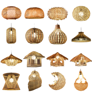 Lámpara Colgante de Ratán Antigua, Hecha a Mano, Redonda, Estilo Nido de Pájaro, Sombrero de Paja, Estilo Japonés, <span class=keywords><strong>para</strong></span> Hotel <span class=keywords><strong>Rural</strong></span>, Restaurante, Granja - Product Image 1