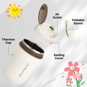 12oz Insulated Food Jar 304 Stainless Steel Vacuum Thermos with Foldable Spoon Leak Proof BPA Free for Hot Food <b>Soup</b> Oatmeal - Product Image 3