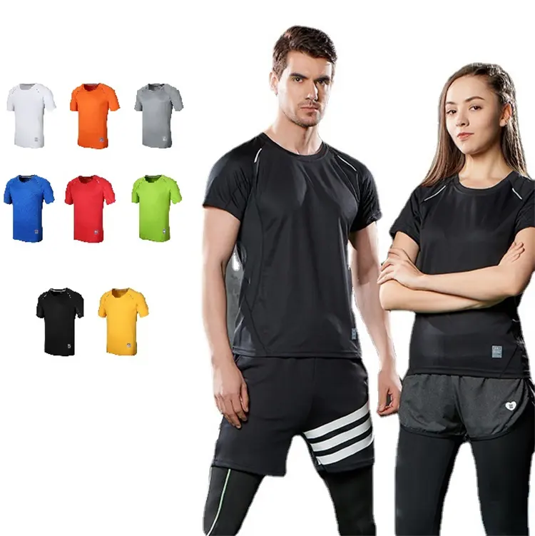 T-shirt manches courtes homme femme, tee-shirt unisexe à séchage rapide, antibactérien, pour le sport, à l'ion argent, logo OEM, 140g/m2