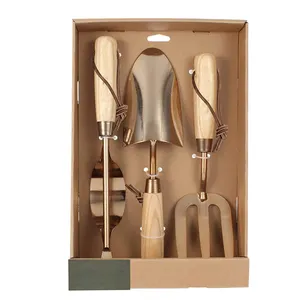 Gold 3 Piece Gargarden Hand Tool Set Stainless Steel Professional Garden Tool Set For Women Gift