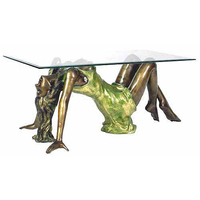Métal Art Bronze Fille Nue Sculpture Dame Nue Femmes Statue Base de Table Basse