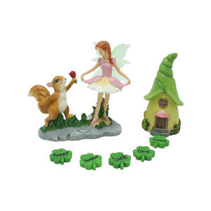Kit de accesorios de jardín de hadas niña con trébol de ardilla figuritas en miniatura de resina DIY jardín casa de muñecas decoración de paisaje - Product Image 1