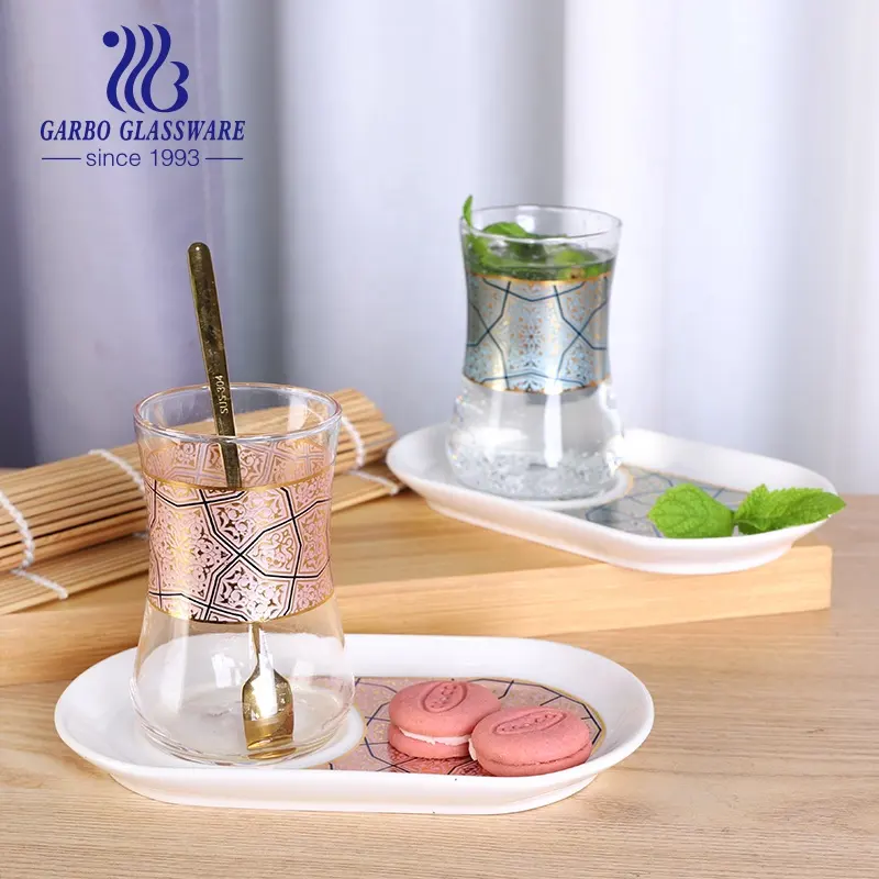 150ML Wassers aft Tee tasse lebendige Abziehbilder personal isierte benutzer definierte Aufkleber Glas becher für Restaurant lieferant in China für Restaurant