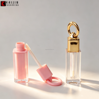 Conteneur vide pour gloss à lèvres de 4 ml, bouchon à vis en plastique, tube de gloss à lèvres rose rouge personnalisable, flacon d'huile à lèvres, logo personnalisé