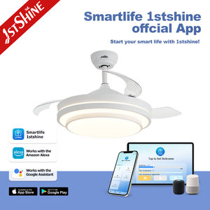 1stshine LED Ventilador de techo 3 PC Aspas Acabado en blanco Ventilador de Techo Retráctil inteligente con luz LED - Product Image 6