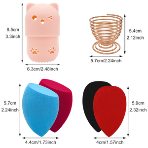 Dễ thương silicon du lịch Trường hợp với 4 trang điểm trứng bọt biển lưu trữ khô Rack cho pha trộn trang điểm thuận tiện cho On-The-<span class=keywords><strong>Go</strong></span> sử dụng - Product Image 3