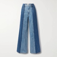 Pantalon en jean droit pour femme, coupe ample, respirant, de haute qualité, style vintage, délavé foncé, patchwork, tendance
