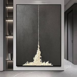 Peinture abstraite contemporaine sur toile encadrée, texture neutre, pour salon, hôtel et décoration murale commerciale - Product Image 1