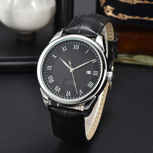 Montre à quartz professionnelle à trois aiguilles avec cadran rond, étanche, bracelet en cuir et boucle en acier inoxydable - Product Image 1