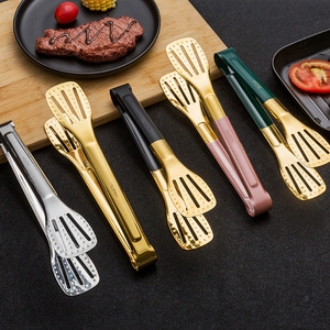 Ensemble de pinces à nourriture en acier inoxydable 304, pinces de service polies miroir de 9/12/14 pouces avec poignée colorée pour barbecue, cuisine et buffet d'hôtel - Product Image 1