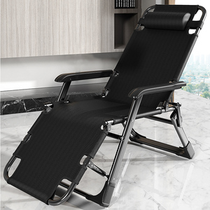 Sillón de playa negro para exteriores, sillón de relajación ajustable portátil con almohada para acampar, Picnic, natación - Product Image 3
