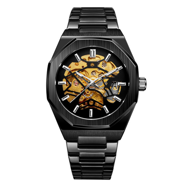 Fashion Classic Stainless Steel Customized Personalized Logo Visible Movement Luxury Wrist Watches Automatic Men Luxury