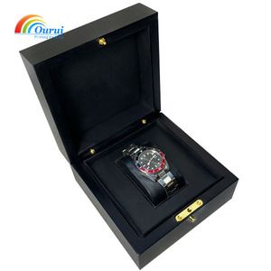 Premium Gloss Lacquer Wood Single Watch Packaging <b>Box</b>, <b>Black</b>/Cream Interior Optional Watch Display <b>Box</b>, High-End Brand Watch Gif - Product Image 5