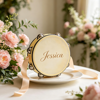 Natural Sheepskin Birch Wood Tambourine 4/6 Inch Wedding Hand Drum Wholesale Custom Logo Festival Souvenir Gift
