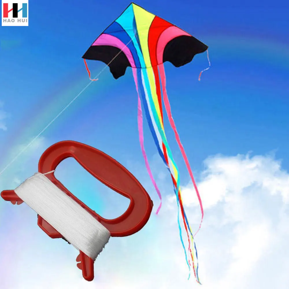 S0031 100m Outdoor Sports Fly Kite Line String with D Shape Winder Board Tool Kit Kites Line Fly Accessories