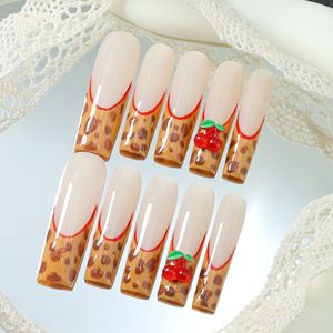 Uñas Postizas de Lujo Hechas a Mano, Estilo Stiletto, Punta Francesa, 10 Piezas, Reutilizables, Acrílicas, con Diseño de Mariposa - Product Image 1