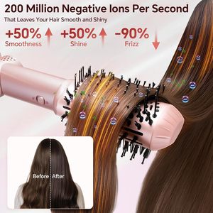 Multi Styler Hair Dryer With 5 In 1 Attachments Pink Dual Channel Airflow Fast Heating Negative Ion Constant Temperature - Product Image 4