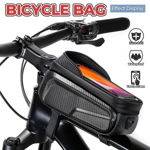 <span class=keywords><strong>Sacoche</strong></span> de guidon de vélo personnalisée avec capacité de 1L, design imperméable pour le cyclisme, accès à l'écran tactile, matériau en nylon noir EVA - Product Image 1