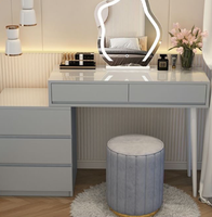 Nouvelle Arrivée Commode Moderne de Chambre avec Miroir, Coiffeuse Luxe en Bois avec Tiroirs de Rangement, Meuble Multifonctionnel