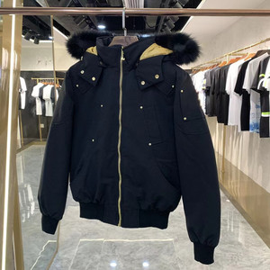 Giacca invernale da <span class=keywords><strong>uomo</strong></span> in piuma d'oca calda, stile canadese, <span class=keywords><strong>parka</strong></span> antivento alla moda per esterni con cappuccio in pelliccia - Product Image 1