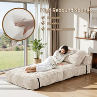 Canapé-lit pliable en velours côtelé beige, convertible, pour appartement, chambre d'amis, petit espace