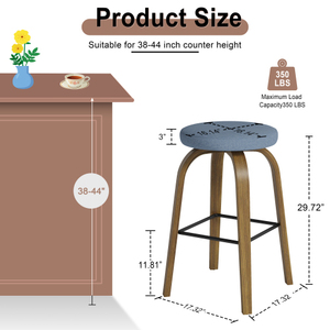 Swivel Bar <b>Stools</b> Set of 2 Bar Height Backless 30 Bar <b>Stool</b> Fabric Upholstered Seat Sturdy Metal Legs <b>Dining</b> Living Room - Product Image 6