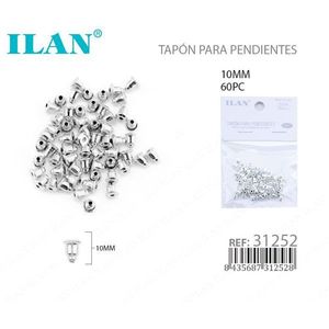 ILAN Fermacorda per Orecchini 10mm 60pz Placcato Argento Componenti per Gioielli - Product Image 1