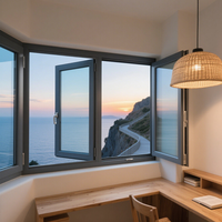 Fenêtre moderne en aluminium avec moustiquaire magnétique, fenêtre à battant insonorisée en alliage d'aluminium à pont thermique et verre Low-E